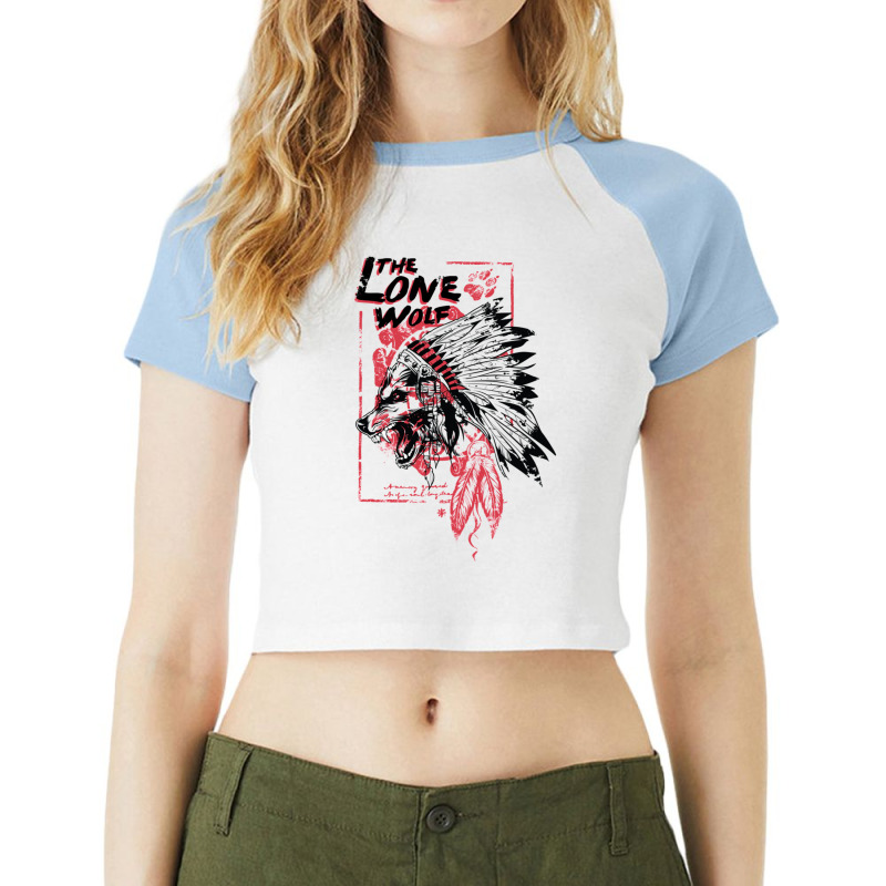 Lonely Wolf Indian Shirt Premium Raglan Crop Top by cm-arts | Artistshot