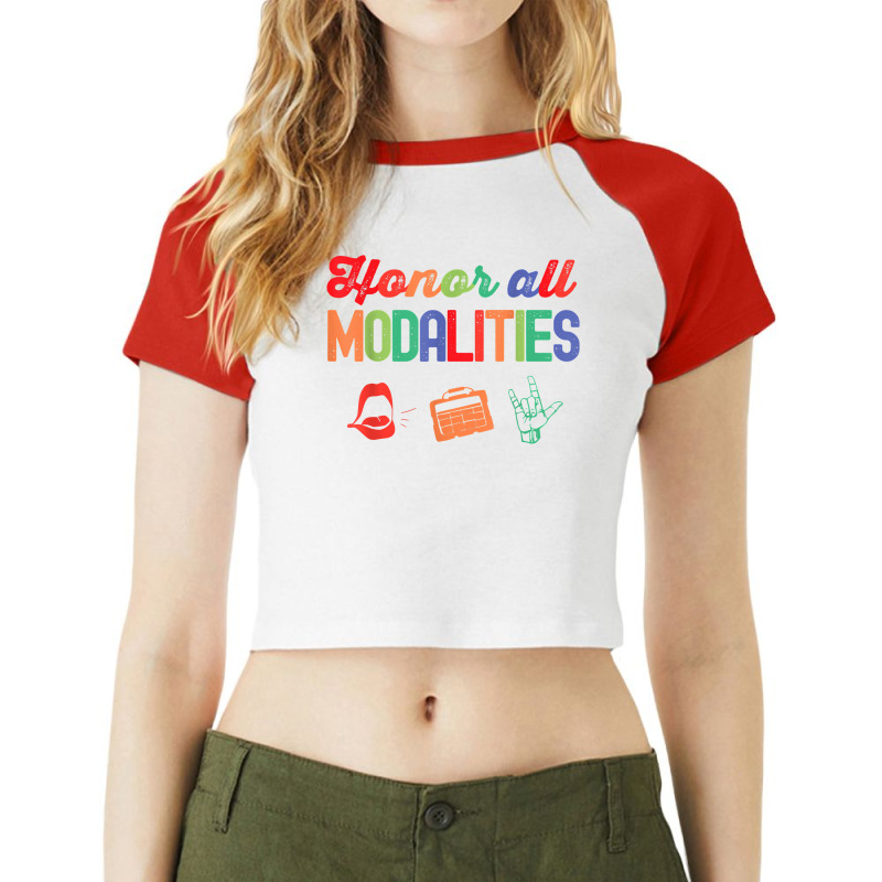 Honor All Modalities Aac Communication For Slp Students Grad Raglan Crop Top by JoolsShamel | Artistshot