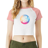 Electric Guitar Headstock Circle Gradient Theme 1 Raglan Crop Top | Artistshot