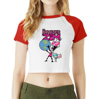 Invader Zim Holding World Raglan Crop Top | Artistshot