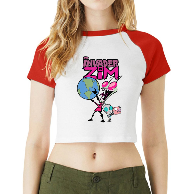 Invader Zim Holding World Raglan Crop Top by cm-arts | Artistshot