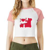 Heart I Love Love Newspaper Reading News Living Room Furniture Tv Look Raglan Crop Top | Artistshot