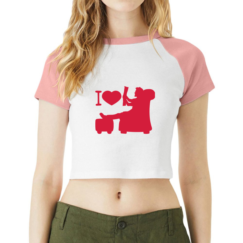 Heart I Love Love Newspaper Reading News Living Room Furniture Tv Look Raglan Crop Top by IrvetteDove | Artistshot