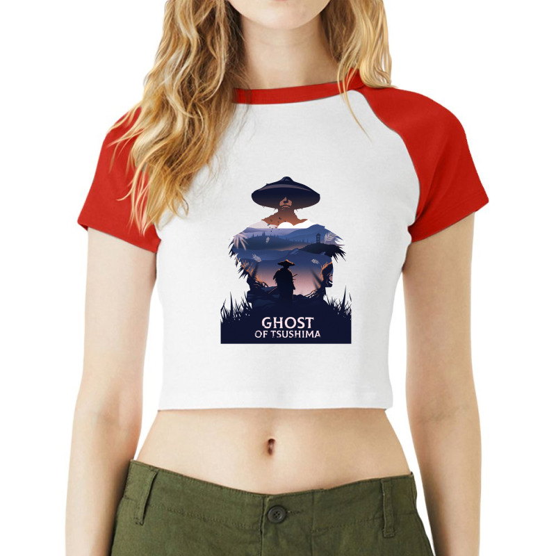 Decor Game Wall Art Custom Poster Ghost Of Tsushima Raglan Crop Top by cm-arts | Artistshot