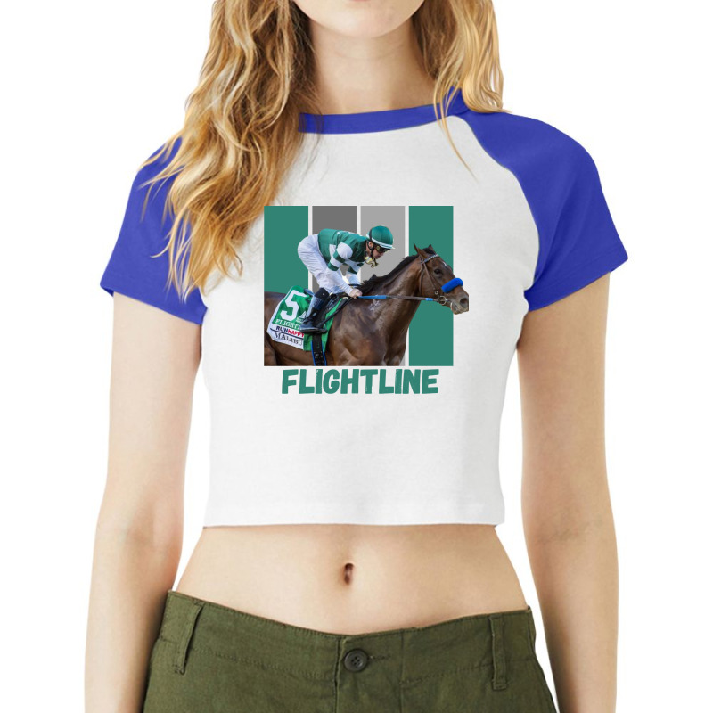 Flightline Horse Racing Thoroughbred Del Mar Santa Anita Sweatshirt Raglan Crop Top by cm-arts | Artistshot