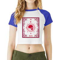 Death  Skull Tarot Card Raglan Crop Top | Artistshot