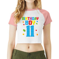 Master Builder 11th Birthday Boy 11 Year Building Bricks T Shirt Raglan Crop Top | Artistshot