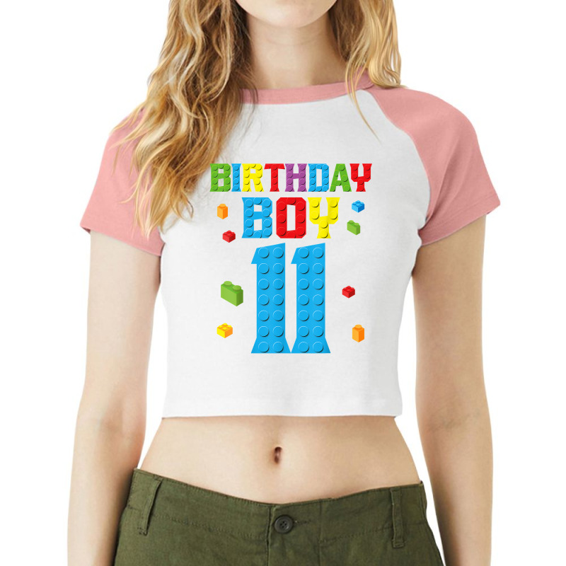 Master Builder 11th Birthday Boy 11 Year Building Bricks T Shirt Raglan Crop Top by cm-arts | Artistshot