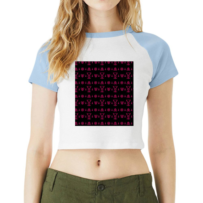 Pink Satanic Sigils  Black Mass Sleeveless Top Raglan Crop Top by SEANMCDONOUGH | Artistshot