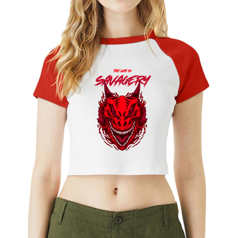 The Way Is Savagery  Oni Head Raglan Crop Top by SEANMCDONOUGH | Artistshot