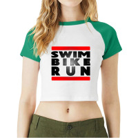 Swim Bike Run Triathlon Raglan Crop Top | Artistshot