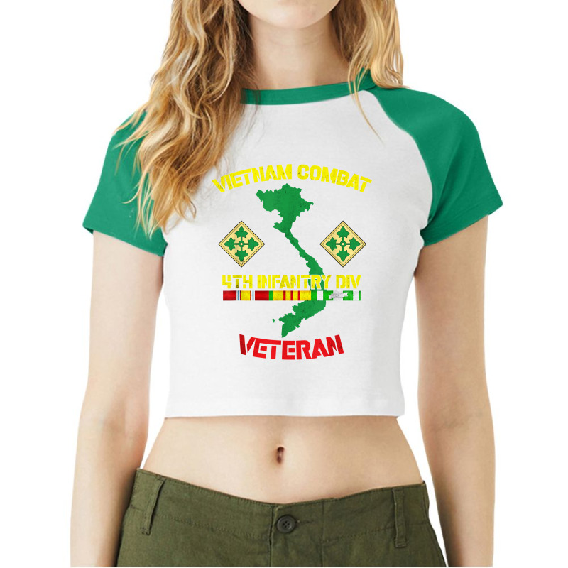 4th Infantry Division Vietnam Combat Veteran Raglan Crop Top by RomanMikolyants | Artistshot