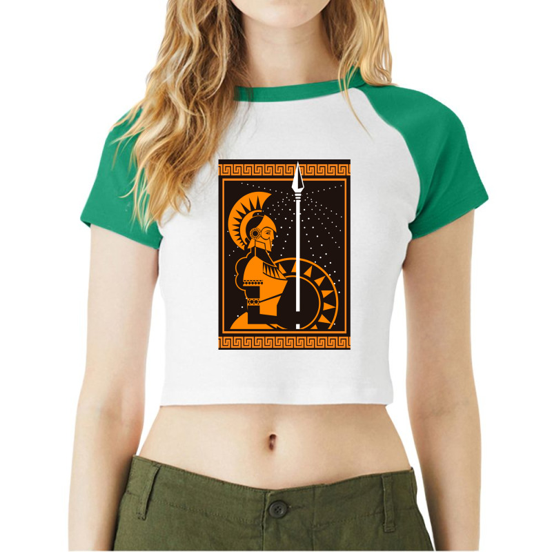 Palas Athena Minerva Greek Roman Mythology Goddess Orange Raglan Crop Top by WarrenCordero | Artistshot