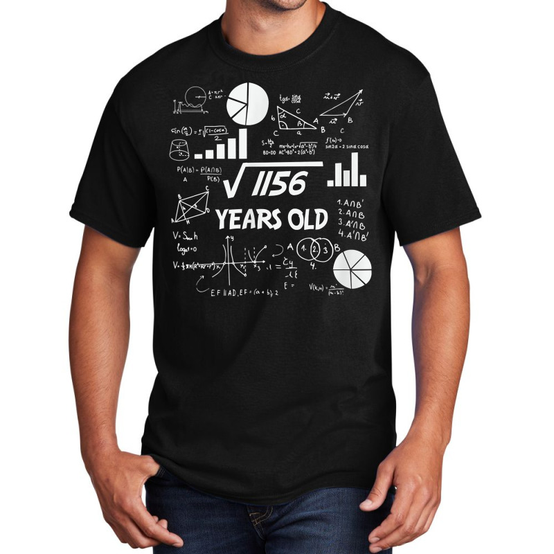 Birthday Square Root Math Problem Fun Calculation 34th T Shirt Basic T-shirt by tognifx | Artistshot