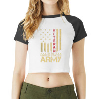 Patriotic U.s Army Veteran Red Line American Flag Vintage Raglan Crop Top | Artistshot