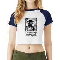 The Beatings Will Continue Until Morale Improves Raglan Crop Top | Artistshot