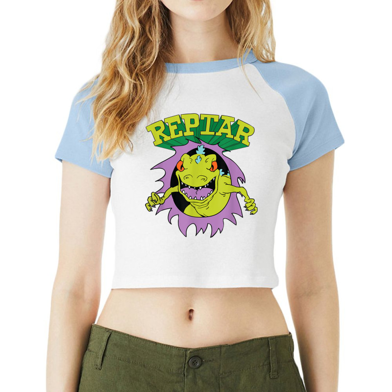 Reptar Attack Ripping Breaking Through Raglan Crop Top by BuenaFukui | Artistshot