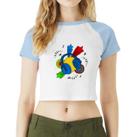 Blue Headphone Raglan Crop Top | Artistshot