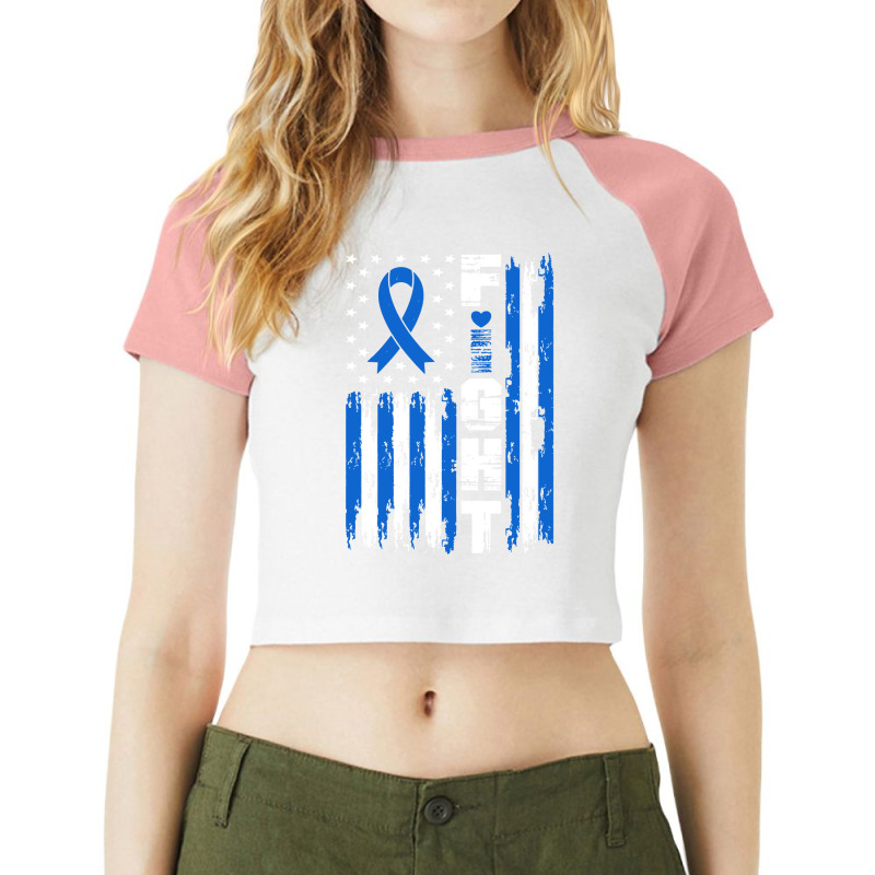 Fight Mesothelioma Awareness Patriotic Usa American Flag Long Sleeve T Raglan Crop Top by cm-arts | Artistshot