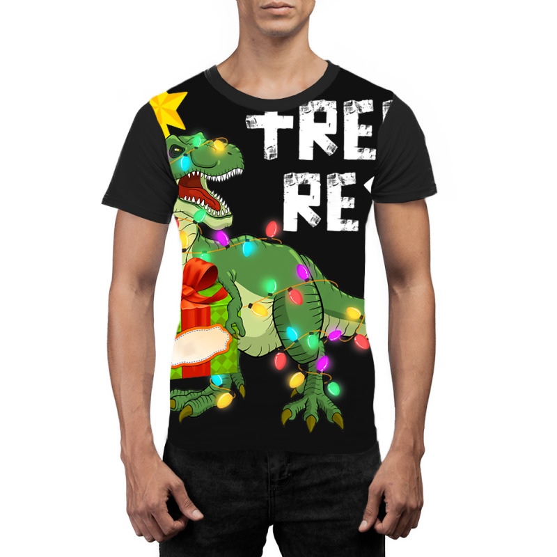 Christmas Dinosaur Kids Boys Men Christmas Lights  Graphic T-shirt | Artistshot