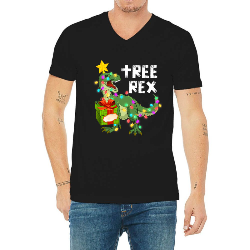 Christmas Dinosaur Kids Boys Men Christmas Lights  V-neck Tee | Artistshot