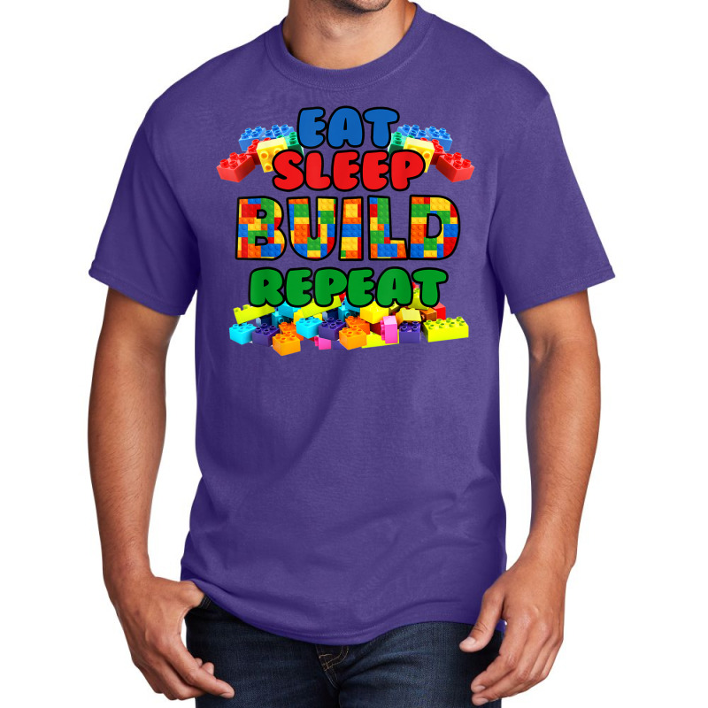 Funny Eat Sleep Build Repeat Building Blocks Kids Basic T-shirt | Artistshot