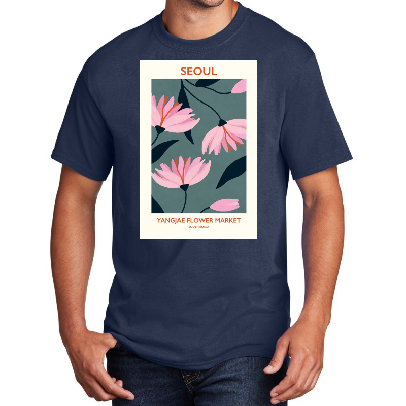 Seoul Flower Market Basic T-shirt by Kelly S | Artistshot