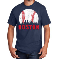 Vintage Boston Skyline Baseball Throwback For Red Game Day T Shirt Basic T-shirt | Artistshot