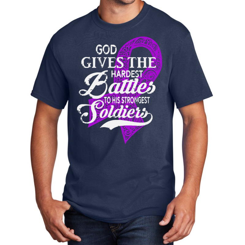 Alzheimers Awareness T  Shirt God Gives The Hardest Battles Strongest Basic T-shirt | Artistshot