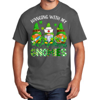 St Patricks Day Hanging With My Gnomies Nurse Stethoscope T Shirt Basic T-shirt | Artistshot