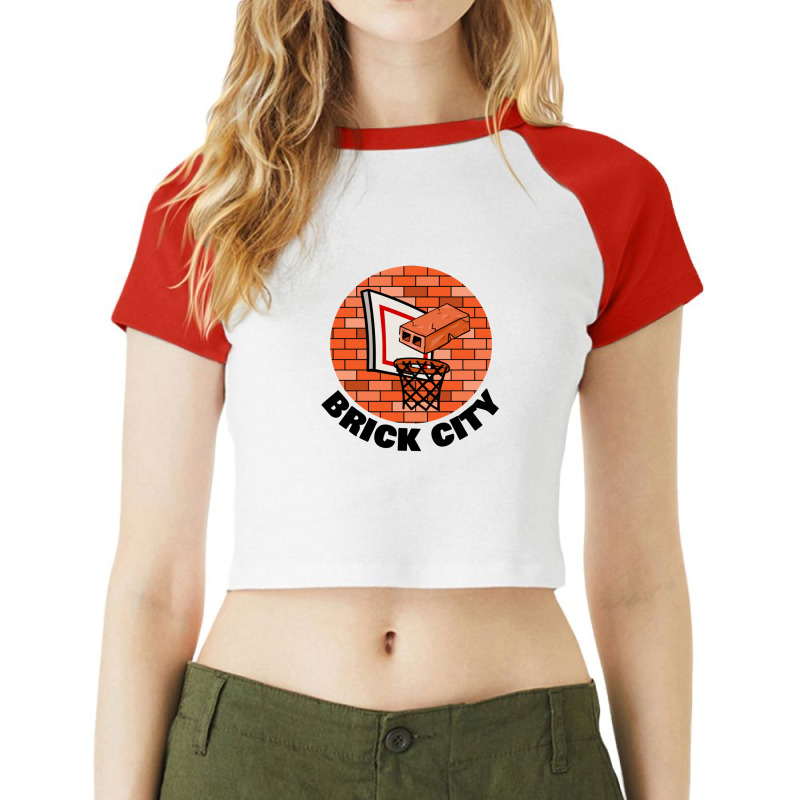 Brick City Funny Basketball Thic Text Raglan Crop Top by cm-arts | Artistshot