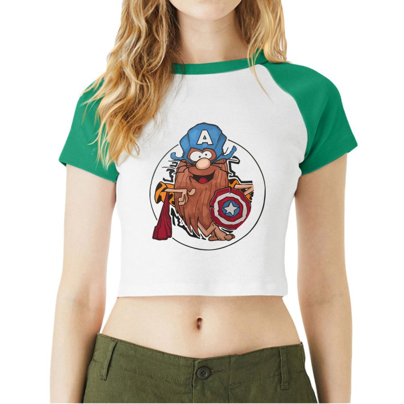 Captain Caveman Raglan Crop Top by cm-arts | Artistshot