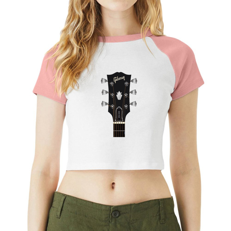 Guitar Headstock Artgibson Es 335 Sticker Raglan Crop Top by AlmaWilliams | Artistshot