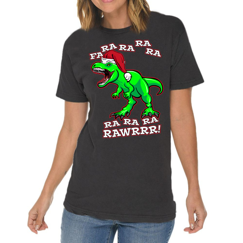 Funny Fa Ra Rawr Christmas Holiday Trex Santa Dino Vintage T-shirt | Artistshot