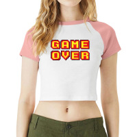 Game Over Vintage Retro Video Games Gaming Gift Arcade Raglan Crop Top | Artistshot