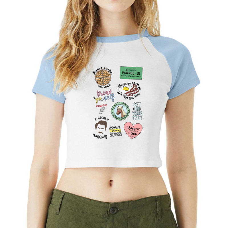 Parks And Recreation Tv Show Art Raglan Crop Top by CrystalDeaton | Artistshot