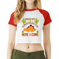 Watch Out Kindergarten Here I Come Dinosaur  (6) Raglan Crop Top | Artistshot