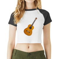 Vintage Guitar Instrument Raglan Crop Top | Artistshot