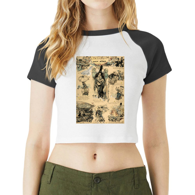 Vintage Crazy Lunatics Cartoon  1855 Sanatorium Des Airs Raglan Crop Top by DonnieCarlson | Artistshot