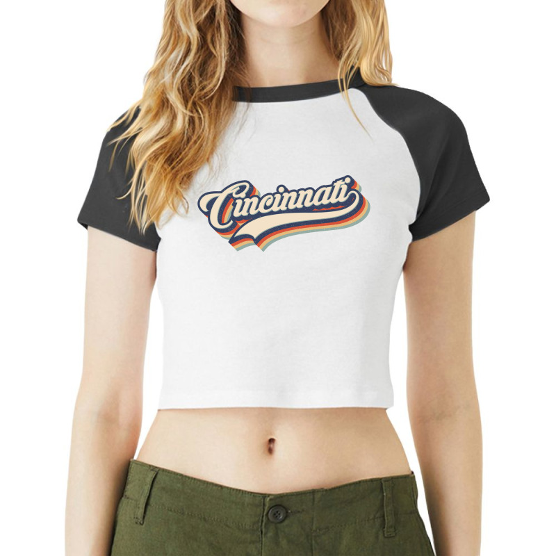 I Love Cincinnati City Usa Retro Vintage Raglan Crop Top by HydraAntBoxing | Artistshot