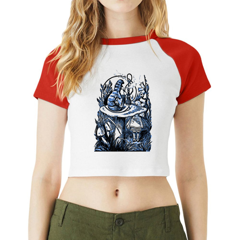 Alice & The Hookah Smoking Caterpillar Raglan Crop Top by cm-arts | Artistshot