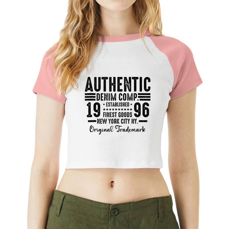 New York City Born In 1996 Authentic Vintage Birthday Tank Top Raglan Crop Top by cm-arts | Artistshot