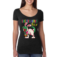 Eastersaurus Rex Dinosaur Easter Ears Easter Eggs Women's Triblend Scoop T-shirt | Artistshot