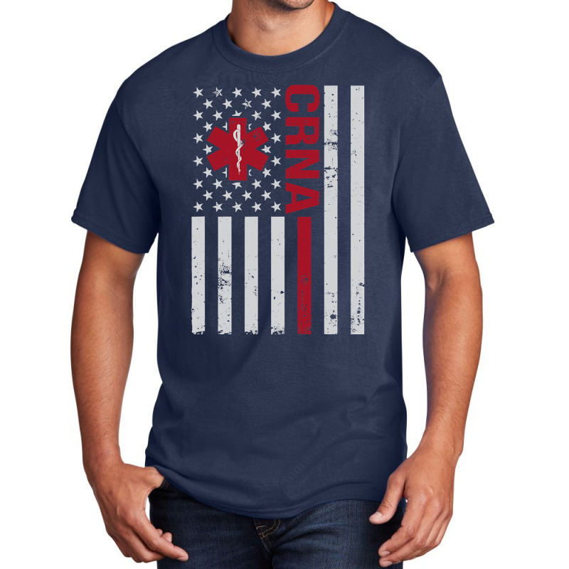 Crna Certified Registered Nurse Anesthetist Usa Flag T Shirt Basic T-shirt | Artistshot