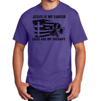 Christian Jesus Is My Savior Dogs Are My Therapy 404 Bibble Jesus Basic T-shirt | Artistshot