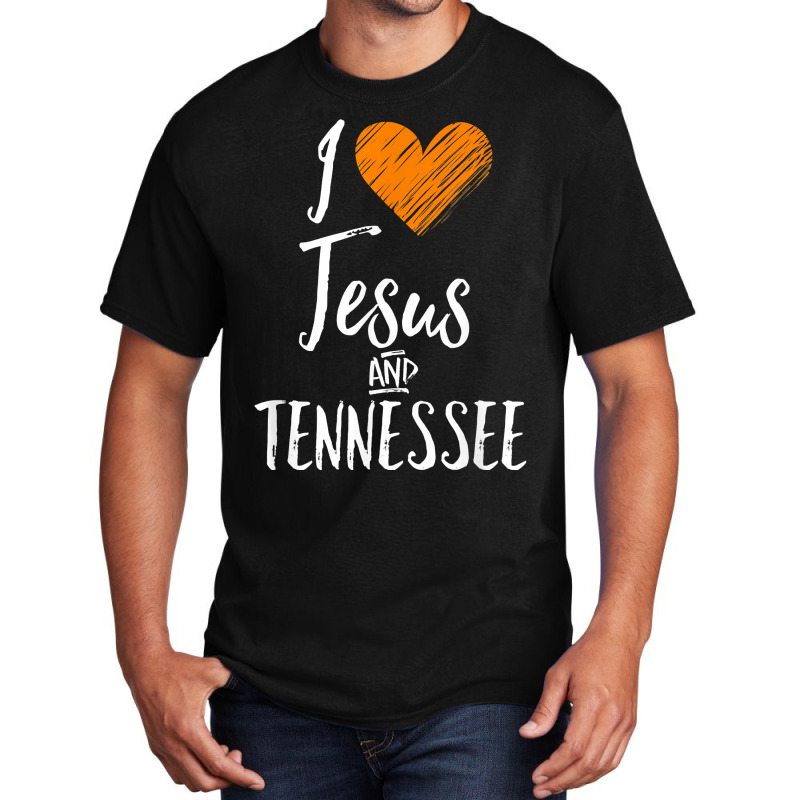 I Love Jesus And Tennessee Shirt Orange Heart Cute Fan Gift T Shirt Basic T-shirt by kalerttjay | Artistshot