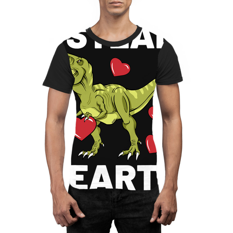 Boys Valentines Day Kids I Steal Hearts Dinosaur T Graphic T-shirt | Artistshot