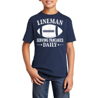 Funny Lineman Serving Pancakes Daily I Linemen Football T Shirt Basic Youth T-shirt | Artistshot