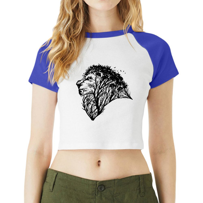 Lion Tree Nature Forest Raglan Crop Top by cm-arts | Artistshot