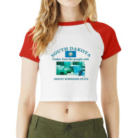 Colorful South Dakota County Map, Flag, Motto, Nickname T Shirt Raglan Crop Top | Artistshot